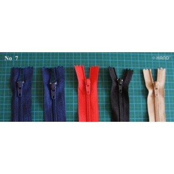 5 pcs Nylon - Metal Closed Ended Zips (No 7 Assorted Colours)