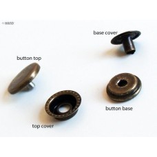 201 4-part Plain Flat Top Press Stud Buttons 15mm (201 Vintage Gold - appx 320g)