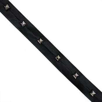 HAND Black Leatherette Strap with Dark Copper Coloured Studs Trim - 2 metres