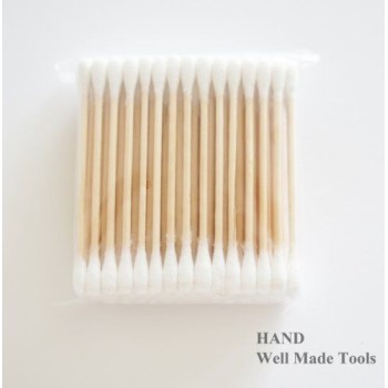 3 Packs of Double End Wooden Grip Cotton Swab Buds White, 75 Counts per Pack