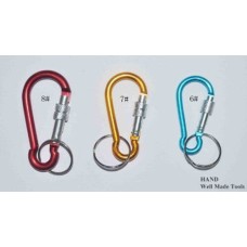 NO.6 Set of 5 Aluminum Alloy Screw Lock Carabiner Spring Snap Link Hook w/Key Ring- 60mm 2.5"
