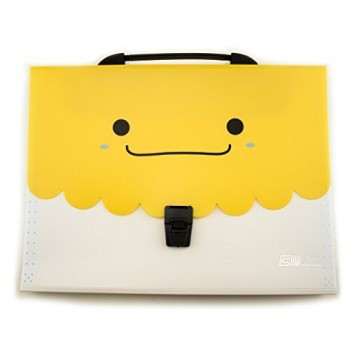 HAND Smiley Face A4 Concertina Document Wallet Case with 12 Compartments and Colourful A-Z Divider Tabs - 33 cm x 25 cm - Yellow