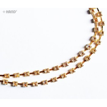 DMT Crystal Clear Diamante Gems Rhinestones Embellishment, Continuous, appx 10 metres (DMT16 4mm Gold Case)