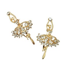 HAND Brooch BR53 Beautiful Elegant Clear Crystal Gold Tone Ballerina Shape - Pack of 2