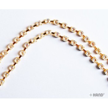 DMT Crystal Clear Diamante Gems Rhinestones Embellishment, Continuous, appx 10 metres (DMT14 3mm Gold Case)