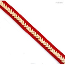 100% Cotton Assorted Colours Trim with Cream Plait - 15mm Wide Appx 10metres (BRT35 Red)