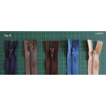 5 pcs Nylon - Metal Closed Ended Zips (No 9 Assorted Colours)
