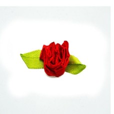 HAND Pretty Layering Fabric and Ribbon Flower Sew On Trims for Clothing and Accessory Embellishment 35 mm x 15 mm Pack of 20, Red