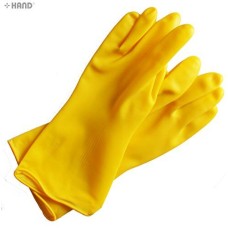 Household Thick Strong Yellow Rubber Latex Gloves - Assorted sizes - Pack of 2 Pairs (Large)