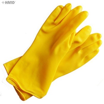 Household Thick Strong Yellow Rubber Latex Gloves - Assorted sizes - Pack of 2 Pairs (Small)