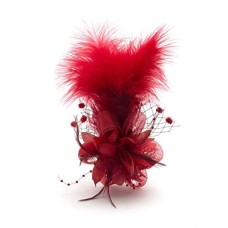 Ladies' Fashionable Soft Feather Net Ascot/Derby Day Fascinator Headdress - Red