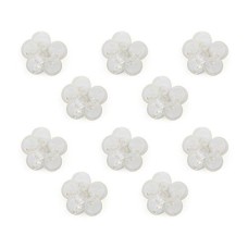 HAND No.4 White Flower Sew-On Trims with Crystal Beads - Embellishments for Clothing, Accessories - Pack of 10
