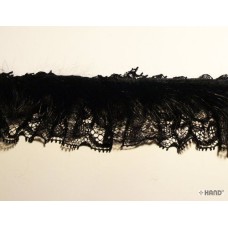 Decorative Black Rabbit Fur Lace Elastic Trim - 5 metres - T17