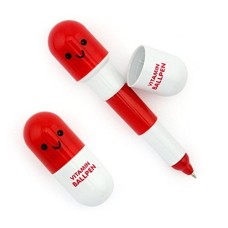 HAND Retractable Pen Small Pocket Vitamin Ballpen Red - Pack of 2