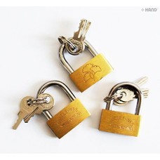 Pack of 3 Goldleaves Brass Luggage Padlocks 30mm