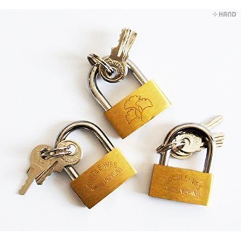 Pack of 3 Goldleaves Brass Luggage Padlocks 30mm