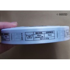 Fabric Printed Wash Care Labels 40 Degree No Bar Normal Wash, Machine, Hand Wash, 20mmWx68mmL, Roll of 1000- 2 Rolls