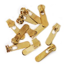 Q69 Metal Assorted Colours Long Zip Pull with Head Slider No5 - Pack of 10 (Gold)