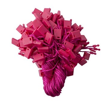 HAND H0991 Easy and Fast to Attach Hang Tag, Nylon String Square Snap Lock 20 cm 1000pcs, Bright Pink