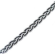 BRT03-S Black and Silver Braid Twisted Plait Trim - 13mm wide x appx 11 metres