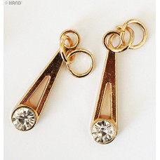 976 Gold Tone Elegant Zip Pulls, Tags, Fasteners with Clear Rhinestone - Pack of 8