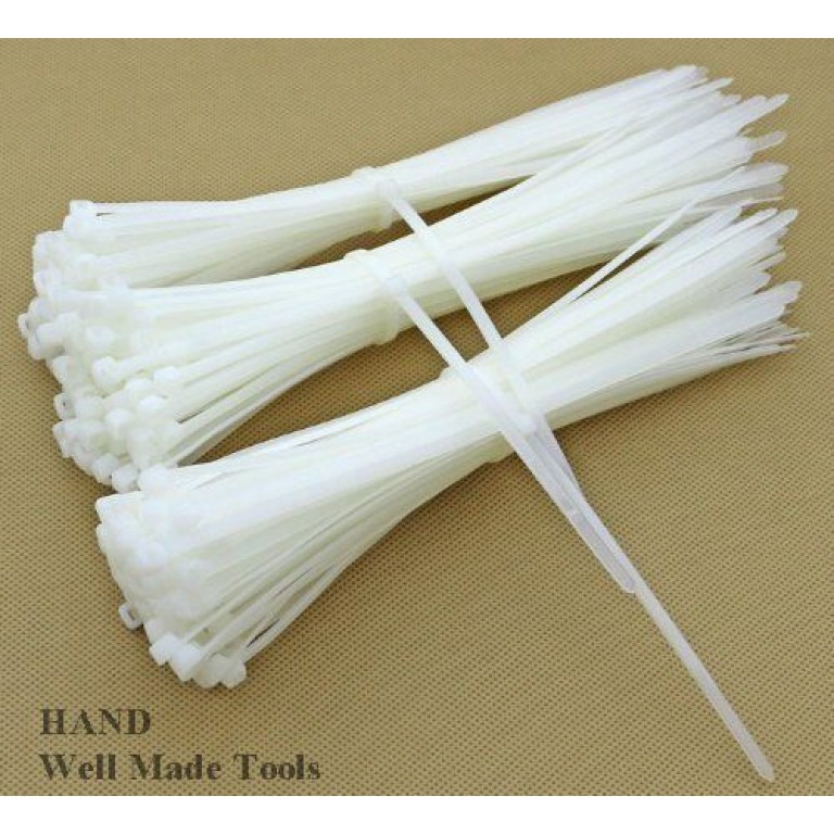 Self-locking Plastic Nylon Cable Ties, Zip Tie Wraps White (4mm x 250mm - 500pcs) Self-locking Plastic Nylon Cable Ties, Zip Tie Wraps White (4mm x 250mm - 500pcs)