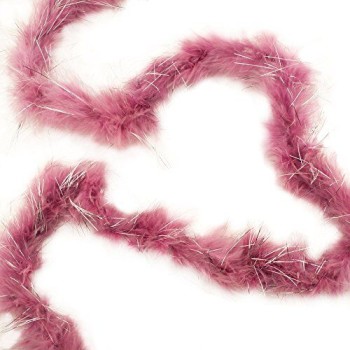 HAND B703 Pale Raspberry and Silver Trim Feather Garland for Costumes, Parties, Hen Nights and Special Occasions -1.87m