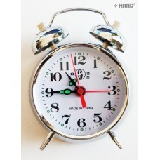 806 Small Cute Daily use Twin Bell Metal Alarm Clock (Silver)