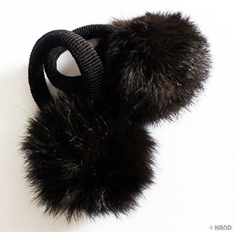 A Pair of Lovely Rabbit Pom Pom Hair Band, Decorative Pom poms w/band - 2.5" (Dark Chocolate) A Pair of Lovely Rabbit Pom Pom Hair Band, Decorative Pom poms w/band - 2.5" (Dark Chocolate)