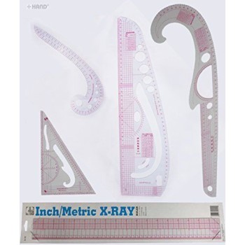Set of 5 Multi -Purpose Fashion Scales Ratio Ruler, Inch/ Metric Graders Ruler Straight + Curves - Incorporate All Curves