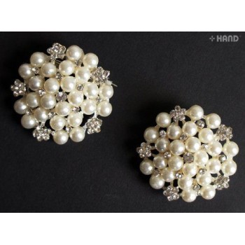 BR08 Beautiful Vintage Elegant Pearl and Stones Brooch - pack of 2