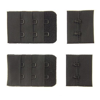 HAND Black Bra Hook and Eye Bra Strap Sew-In Fasteners - 2 Hooks - 32 mm Wide - Pack of 2 Sets
