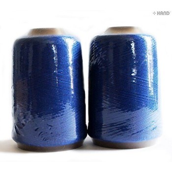 Assorted Colours Sewing Machine 100% Polyester Thread Spool Appx 800m - Pack of 2 (Blue)