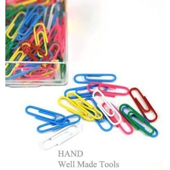Colour Paperclips, Vinyl Coated Wire Paper Clips Length 34mm, 60g Assorted [Pack of 120]