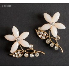 Crystal Cream Flower Gold Brooch - pack of 2