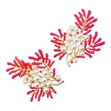 HAND Brooch BR62 Beautiful Pink Gold Tone Branch with Pearls - Pack of 2