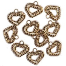 HAND Zip Pulls Tags Fasteners Heart Shape - 429 GOLD - Pack of 10