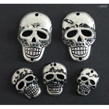 A05 Metal Silver Tone DIY Accessories Making Skull Embellishements - pack of 5