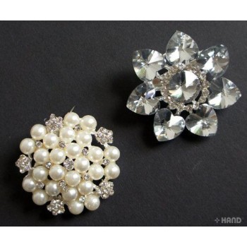 BR09 Assorted Beautiful Vintage Elegant Stone and Pearl Brooches - pack of 2