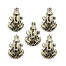 HAND Silver Metal Frog Pendants - for Necklaces, Jewellery, Clothing, Bags and Accessories - Pack of 5
