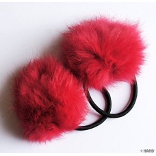 A Pair of Lovely Pom Pom Hair Bands, Decorative Pom Poms w/Band - 2" pom pom (Fuchsia)