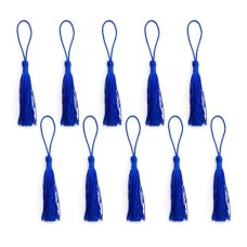 HAND Silky Tassels Blue 12cm Long For Craft Embellishments, Purses, Bags, Keyrings etc. Pack of 10