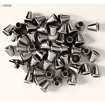HAND ® Large Plastic Metallic Silver Tone Cord Fastener Ends - 50 pcs, appx 37g