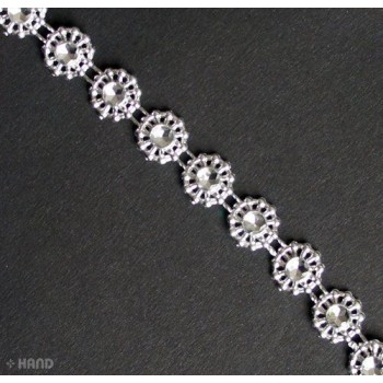 5009 Pretty Small Flowers Silver Trim - appx 8.5m