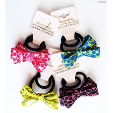 BHB02 Beautiful Fabric Colourful Patterned Bow Hair Bands - Assorted Colours - Pack of 4