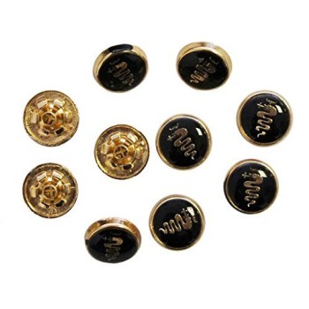 HAND Press Studs 4-part PSGC09 Decorative Gold Black Snake Top Snap Button 12 mm - Pack of 10 Sets