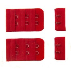 HAND Red Bra Hook and Eye Bra Strap Sew-In Fasteners - 2 Hooks - 32 mm Wide - Pack of 2 Sets