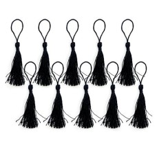 HAND Silky Tassels Black 12cm Long For Craft Embellishments, Purses, Bags, Keyrings etc. Pack of 10