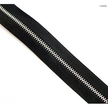 No3 Black-Silver Continuous Metal Zip - 4mm Teeth - 5 m