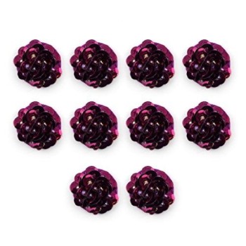 HAND No.15 Purple Flower and Beads Sew-On Trims - Embellishments for Clothing, Accessories - Pack of 10